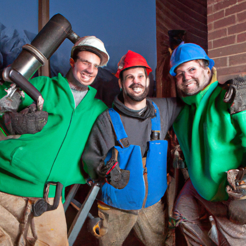 Team of Canadian chimney technicians wearing PPE and smiling